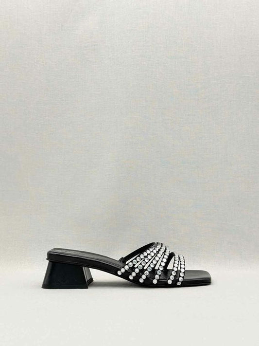 Pre-loved SANDRO Rhinestone Black Size EU 38 Mules at Reems Closet