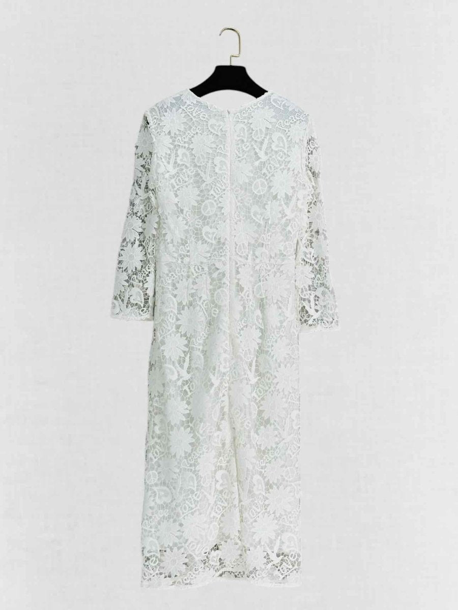 SANDRO White Lace Size Large Midi Dress - Reems Closet SANDRO White Lace Size Large Midi Dress - Reems Closet