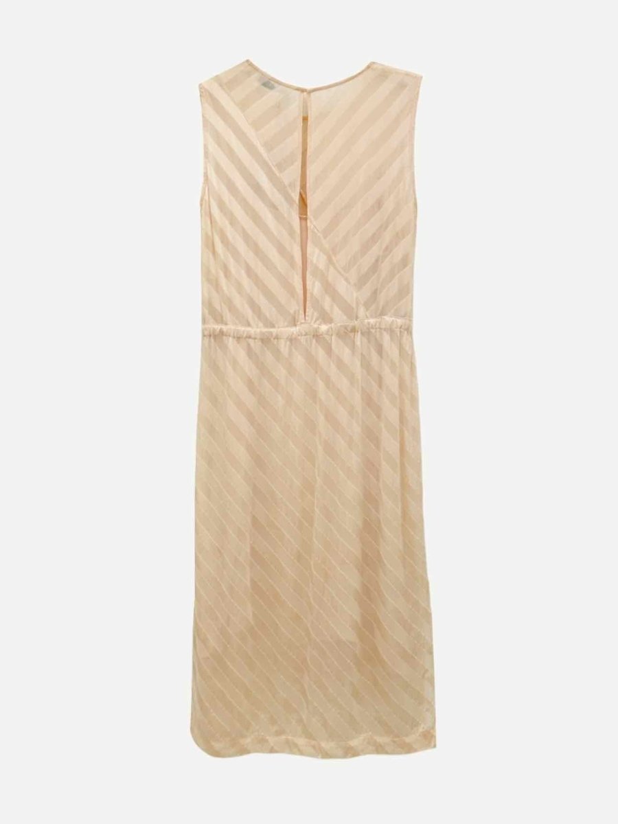 Pre - loved SANDRO Sheer Peach Striped Midi Dress at Reems Closet