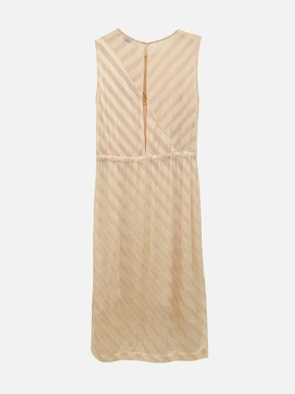 Pre - loved SANDRO Sheer Peach Striped Midi Dress at Reems Closet