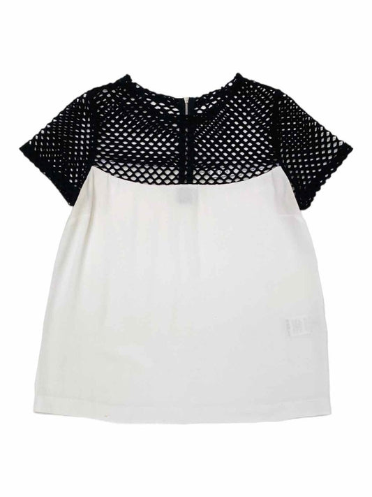 Pre - loved SANDRO Short Sleeve White & Black Top at Reems Closet