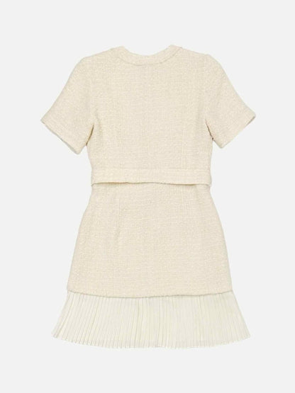 Pre-loved SANDRO Tweed Off-white Knee Length Dress from Reems Closet