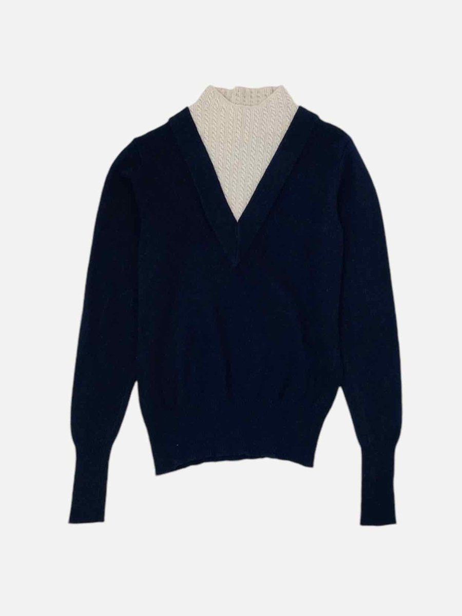 Pre - loved SANDRO Two Tone Black & Cream Jumper at Reems Closet