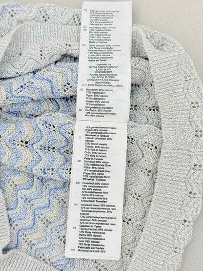 Pre - loved SANDRO Zady Blue & Gold Zigzag Size US 4 Tank Top at Reems Closet