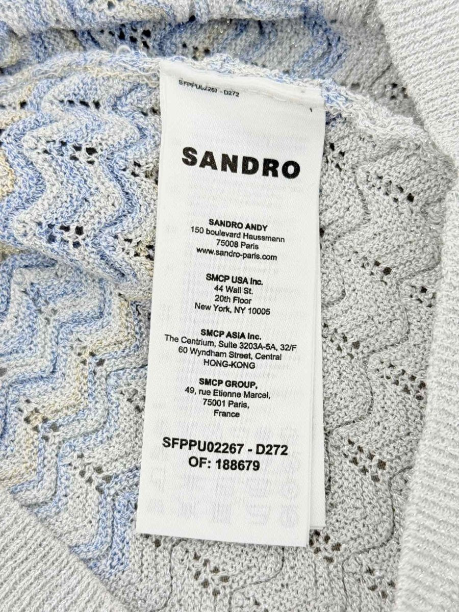 Pre - loved SANDRO Zady Blue & Gold Zigzag Size US 4 Tank Top at Reems Closet