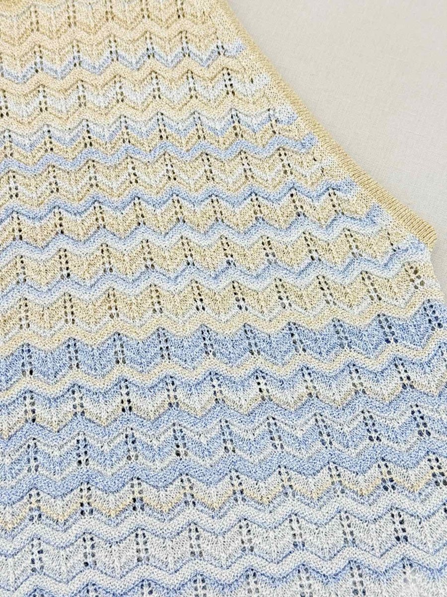 Pre - loved SANDRO Zady Blue & Gold Zigzag Size US 4 Tank Top at Reems Closet