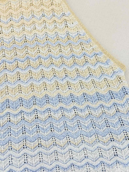 Pre - loved SANDRO Zady Blue & Gold Zigzag Size US 4 Tank Top at Reems Closet