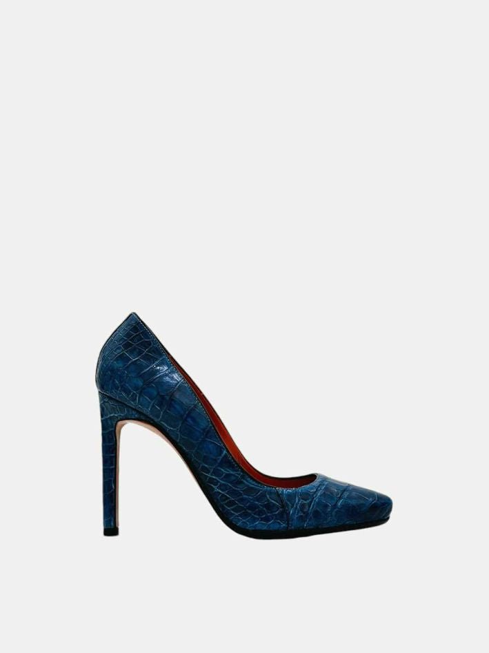 Pre - loved SANTONI Croc Blue Pumps at Reems Closet