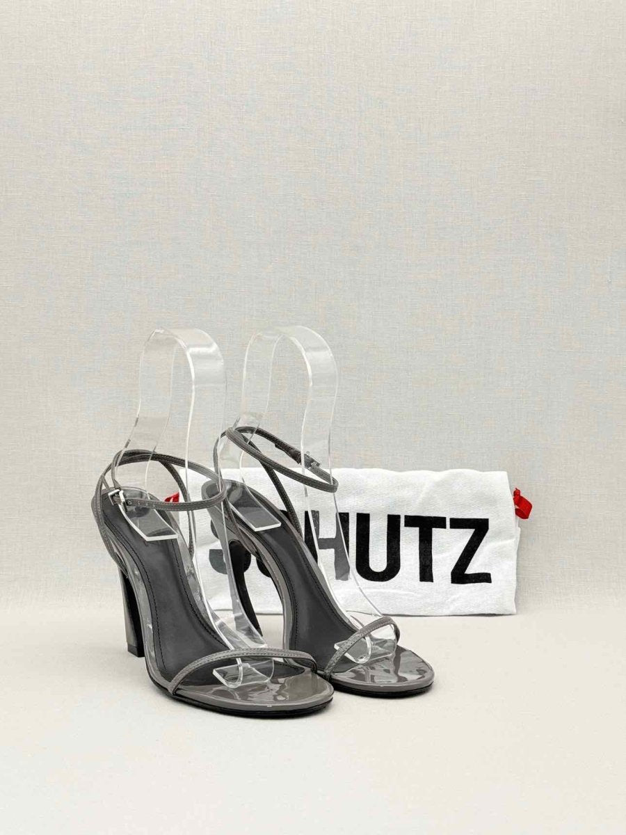 Pre-loved SCHUTZ Siena Dark Grey Size EU 39 Heeled Sandals at Reems Closet