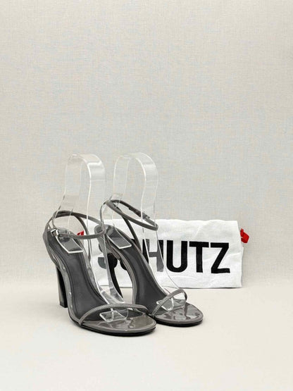 Pre-loved SCHUTZ Siena Dark Grey Size EU 39 Heeled Sandals at Reems Closet