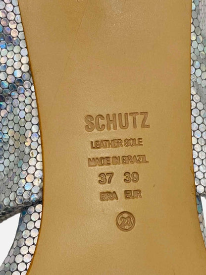 Pre - loved SCHUTZ Silver Mules at Reems Closet