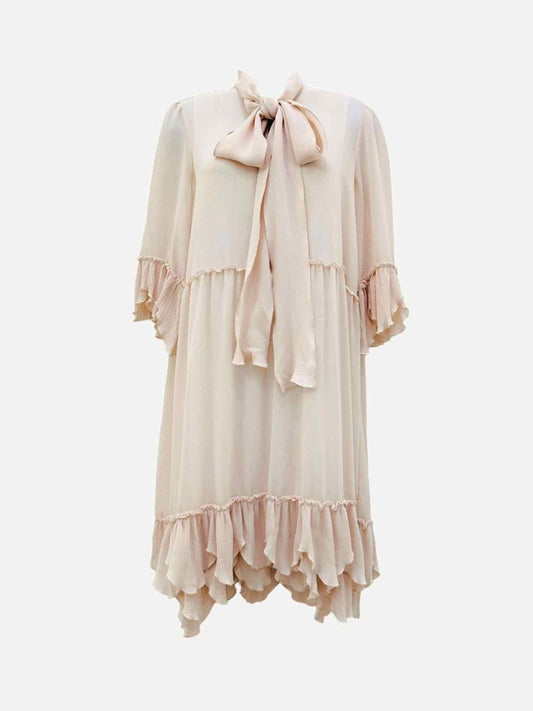 Pre - loved SEE BY CHLOE Ruffled Dusky Pink Knee Length Dress at Reems Closet