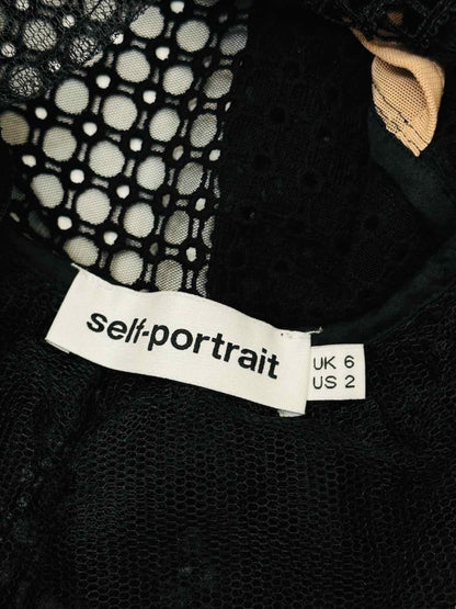 Pre - loved SELF - PORTRAIT Black Embroidered Top at Reems Closet