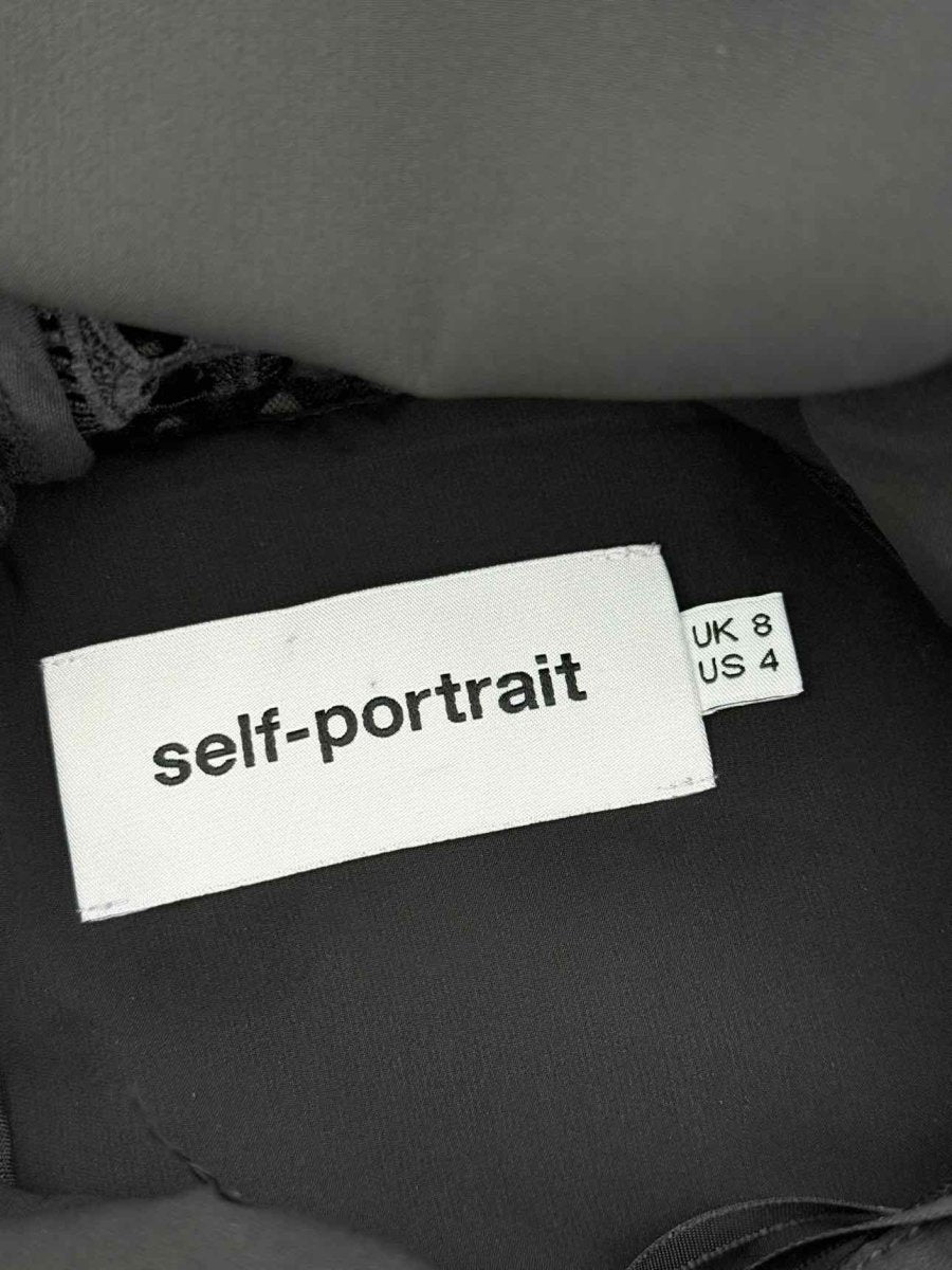 Pre - loved SELF - PORTRAIT Black Eyelet Size US 4 Short Dress at Reems Closet