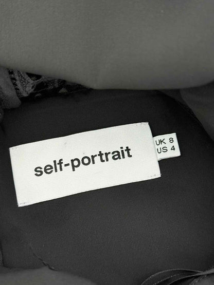 Pre - loved SELF - PORTRAIT Black Eyelet Size US 4 Short Dress at Reems Closet