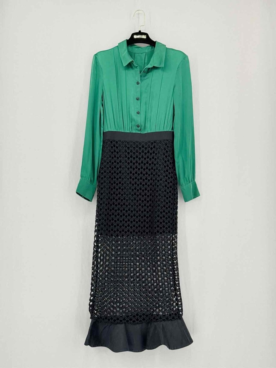 Pre - loved SELF - PORTRAIT Black & Green Size US 6 Midi Dress at Reems Closet