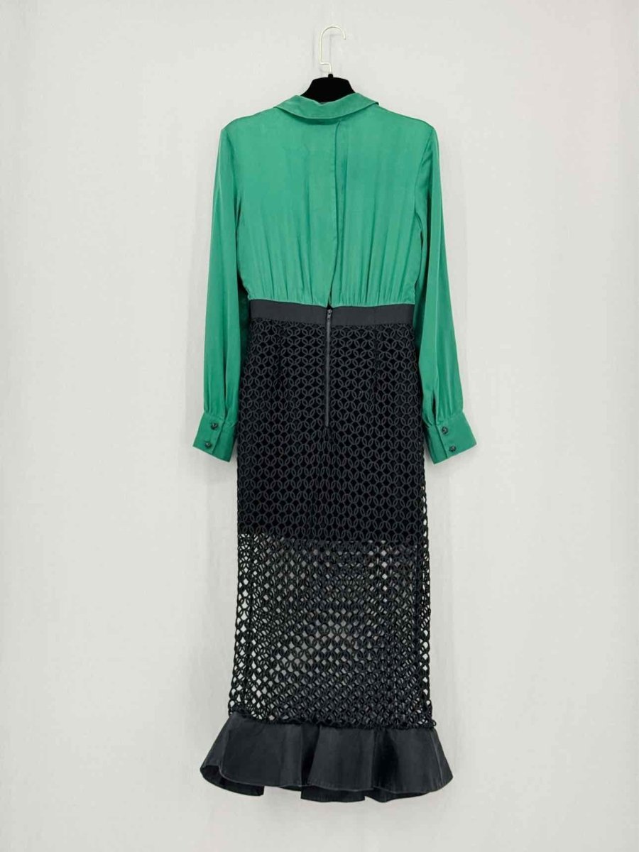 Pre - loved SELF - PORTRAIT Black & Green Size US 6 Midi Dress at Reems Closet