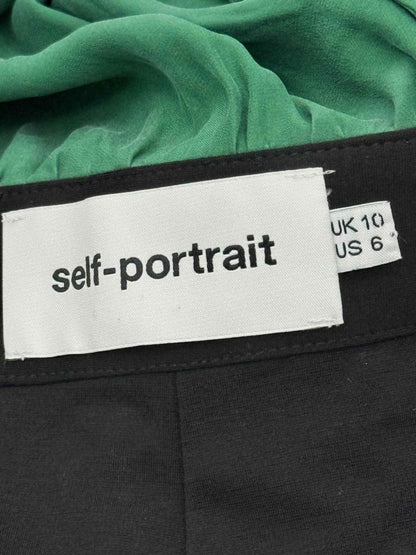 Pre - loved SELF - PORTRAIT Black & Green Size US 6 Midi Dress at Reems Closet