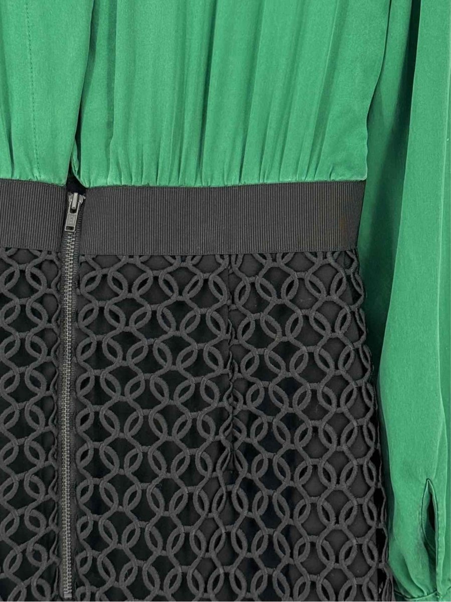 Pre - loved SELF - PORTRAIT Black & Green Size US 6 Midi Dress at Reems Closet