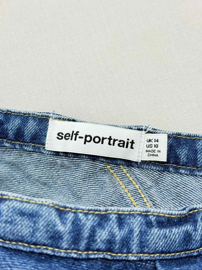 Pre - loved SELF - PORTRAIT Blue Frilled Size US 10 Top at Reems Closet