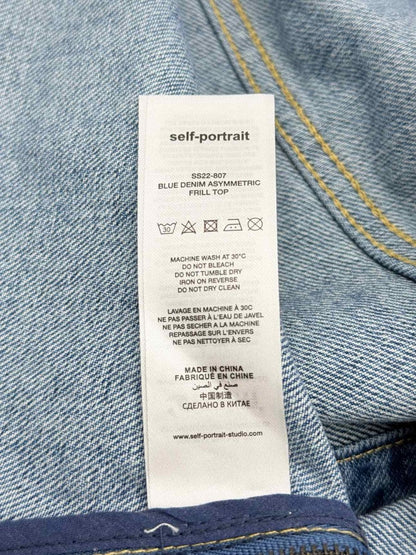 Pre - loved SELF - PORTRAIT Blue Frilled Size US 10 Top at Reems Closet