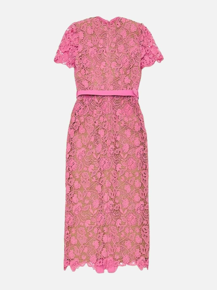 Pre - loved SELF - PORTRAIT Bodycon Pink Lace Size US 2 Midi Dress at Reems Closet
