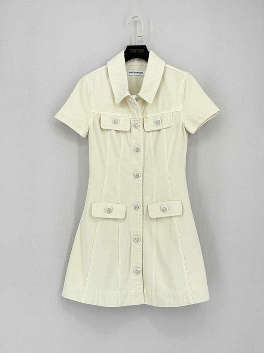 Pre-loved SELF-PORTRAIT Cream Size US 4 Short Dress at Reems Closet