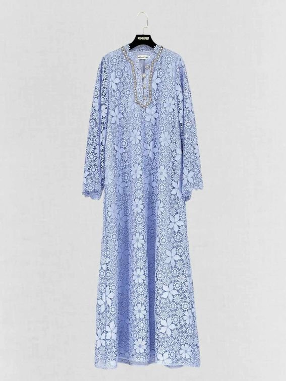 Pre - loved SELF - PORTRAIT Lilac Lace Size US 6 Long Dress at Reems Closet