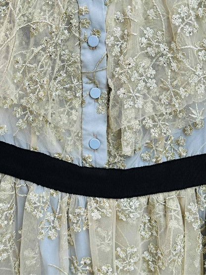 Pre - loved SELF - PORTRAIT Off Shoulder Gold & Silver Size US 4 Top at Reems Closet