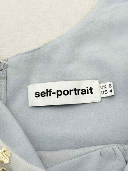 Pre - loved SELF - PORTRAIT Pale Blue Size US 4 Short Dress at Reems Closet