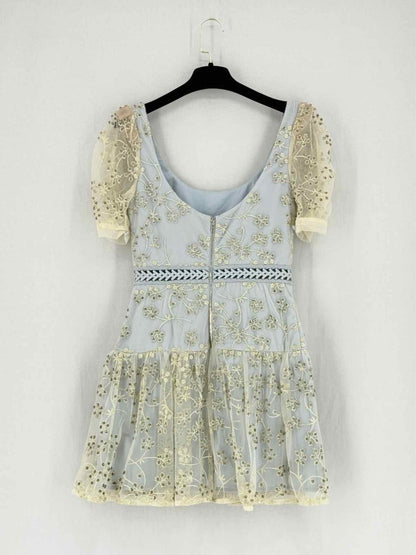 Pre - loved SELF - PORTRAIT Pale Blue Size US 4 Short Dress at Reems Closet