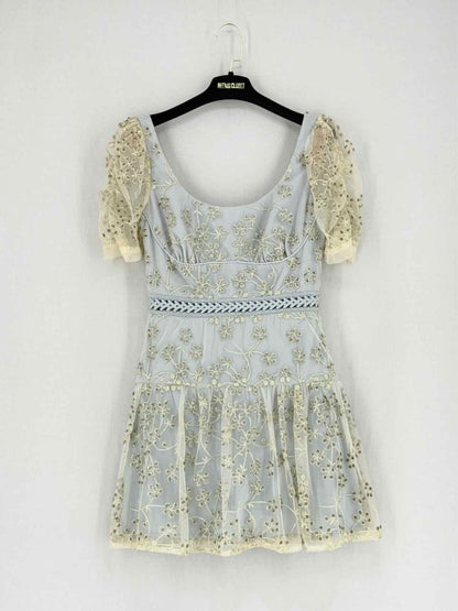 Pre - loved SELF - PORTRAIT Pale Blue Size US 4 Short Dress at Reems Closet