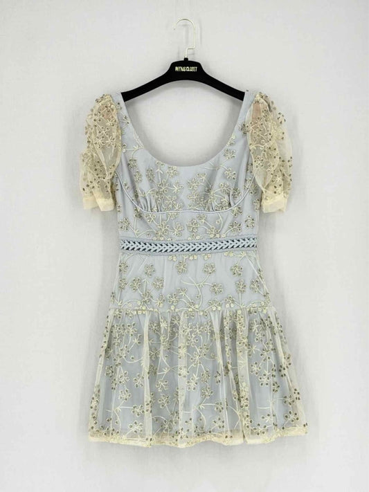 Pre - loved SELF - PORTRAIT Pale Blue Size US 4 Short Dress at Reems Closet