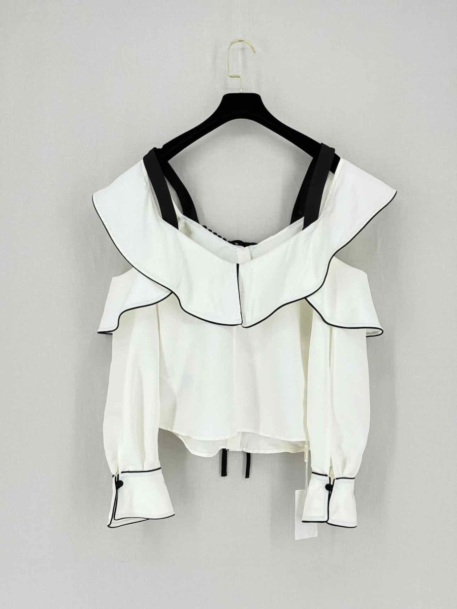 Pre - loved SELF - PORTRAIT White Ruffled Size US 4 Top at Reems Closet