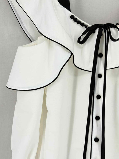 Pre - loved SELF - PORTRAIT White Ruffled Size US 4 Top at Reems Closet