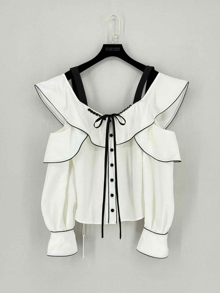 Pre - loved SELF - PORTRAIT White Ruffled Size US 4 Top at Reems Closet