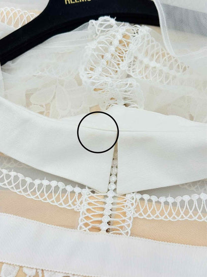 Pre - loved SELF - PORTRAIT White Size US 4 Knee Length Dress at Reems Closet