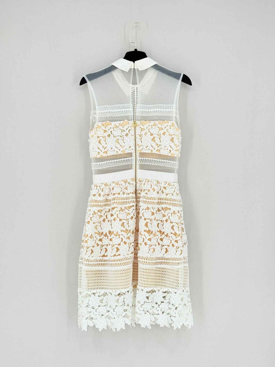 Pre - loved SELF - PORTRAIT White Size US 4 Knee Length Dress at Reems Closet