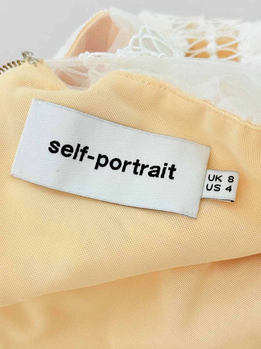 Pre - loved SELF - PORTRAIT White Size US 4 Knee Length Dress at Reems Closet