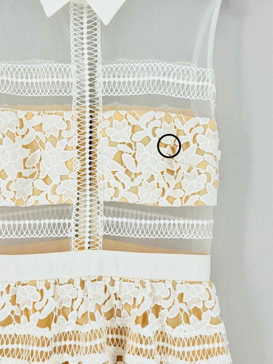 Pre - loved SELF - PORTRAIT White Size US 4 Knee Length Dress at Reems Closet