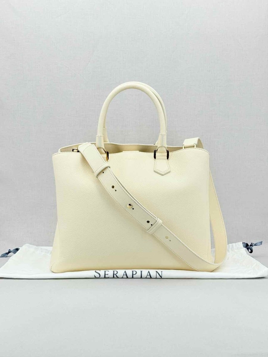 Pre - loved SERAPIAN Luna Zip Cream Tote Bag at Reems Closet