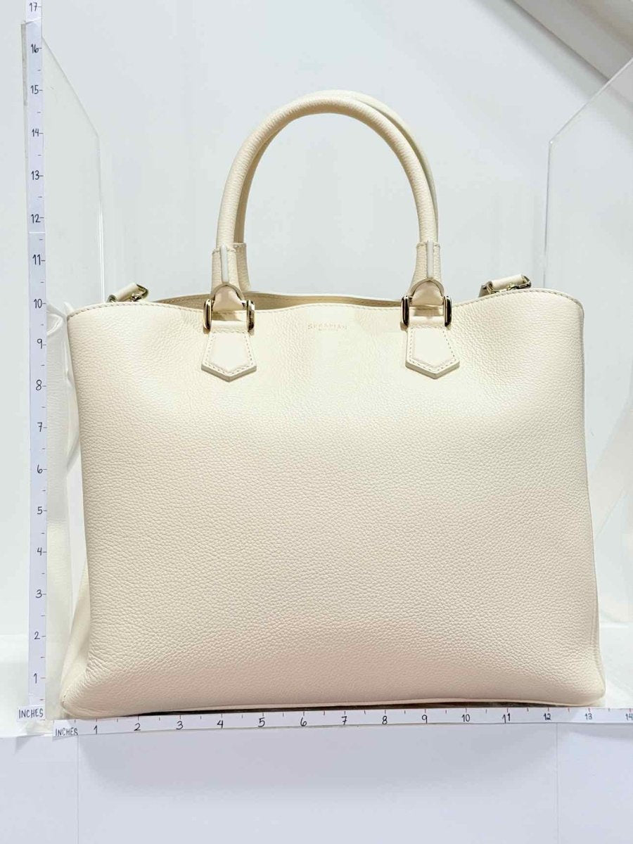 Pre - loved SERAPIAN Luna Zip Cream Tote Bag at Reems Closet