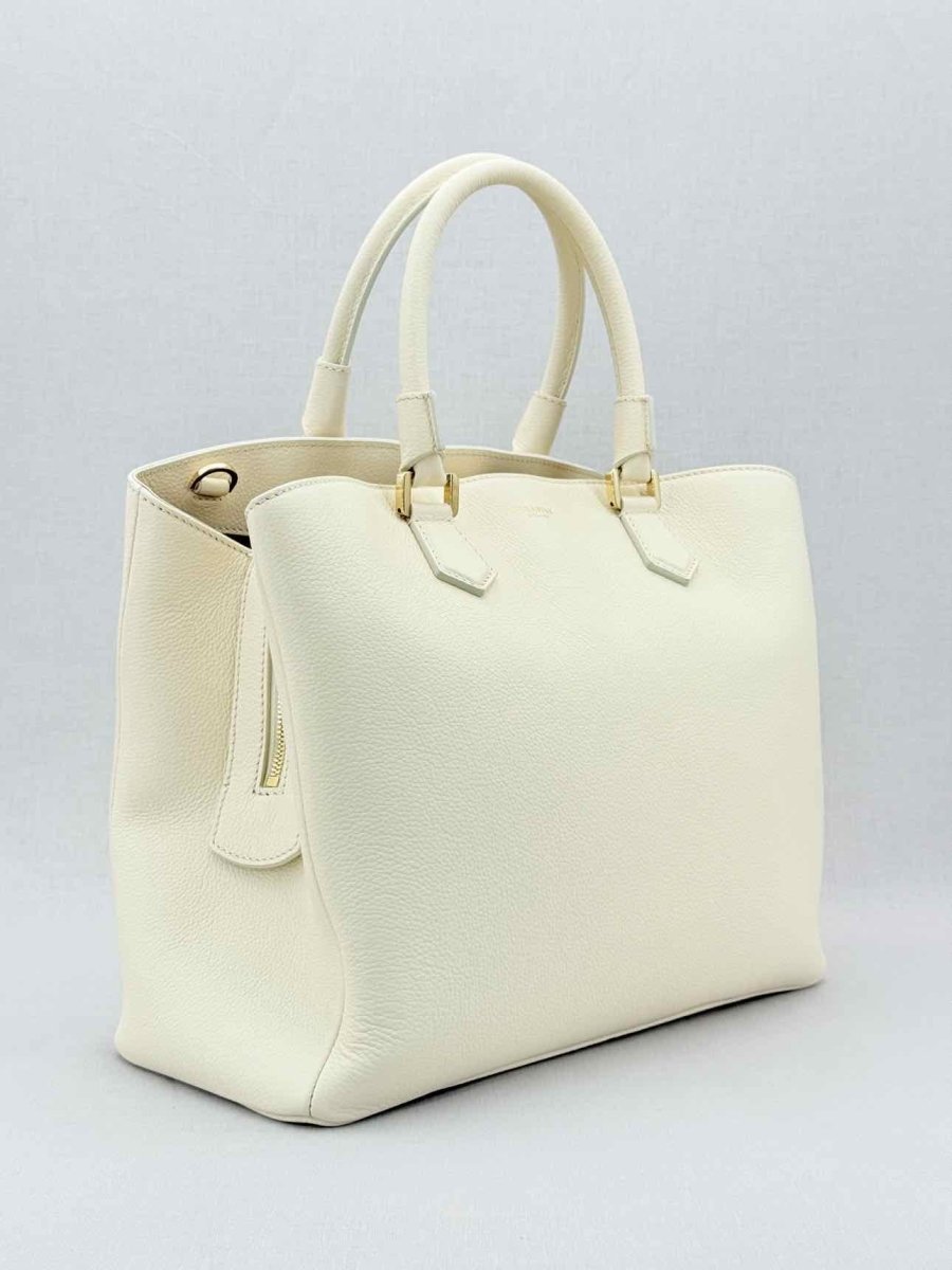 Pre - loved SERAPIAN Luna Zip Cream Tote Bag at Reems Closet