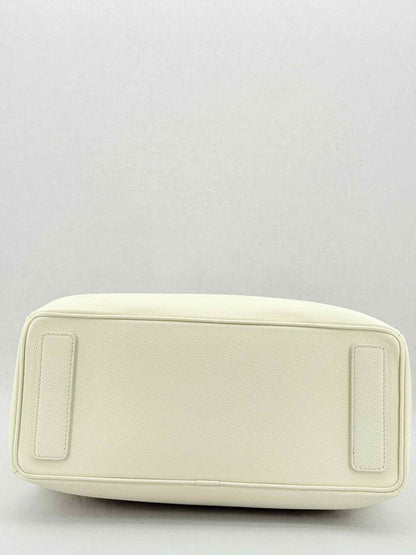 Pre - loved SERAPIAN Luna Zip Cream Tote Bag at Reems Closet