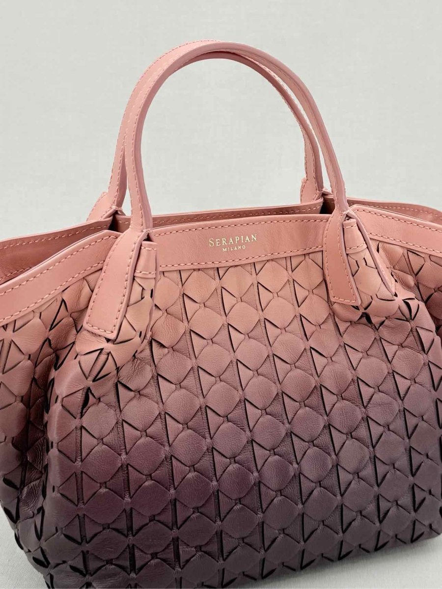Pre - loved SERAPIAN Mini Secret Plum Mosaico Top Handle at Reems Closet