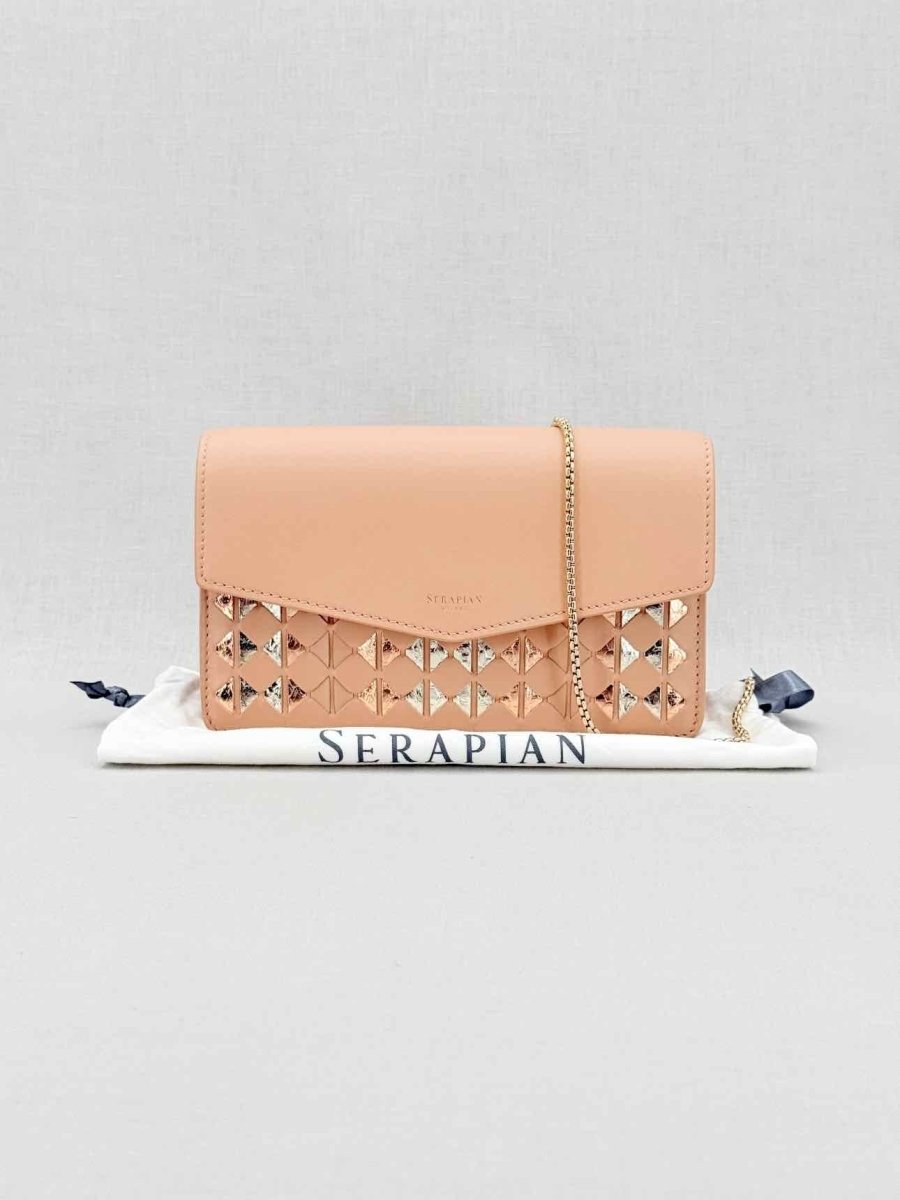 Pre - loved SERAPIAN Pochette Pink & Gold Mosaico Shoulder Bag at Reems Closet