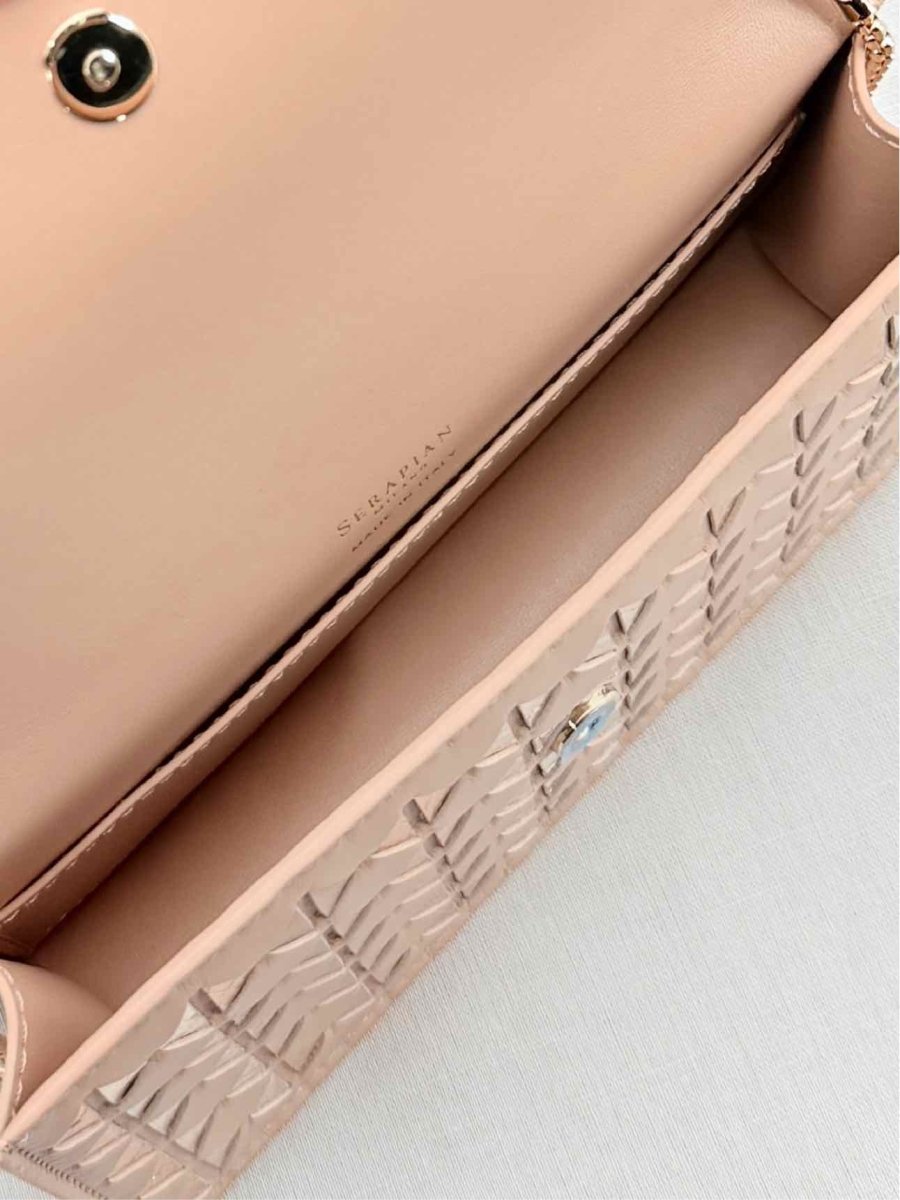 Pre - loved SERAPIAN Pochette Pink & Gold Mosaico Shoulder Bag at Reems Closet