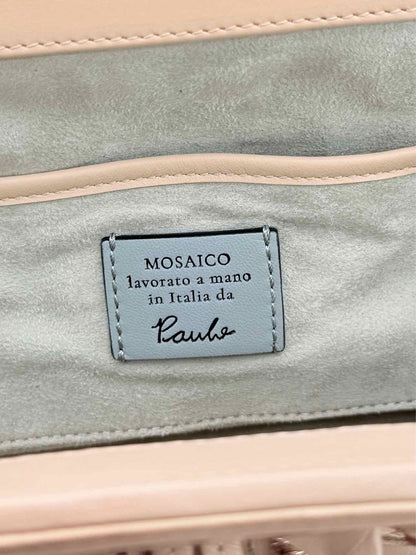 Pre - loved SERAPIAN Secret Pink & Gold Mosaico Clutch at Reems Closet