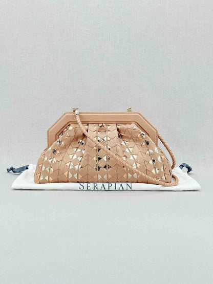 Pre - loved SERAPIAN Secret Pink & Gold Mosaico Clutch at Reems Closet