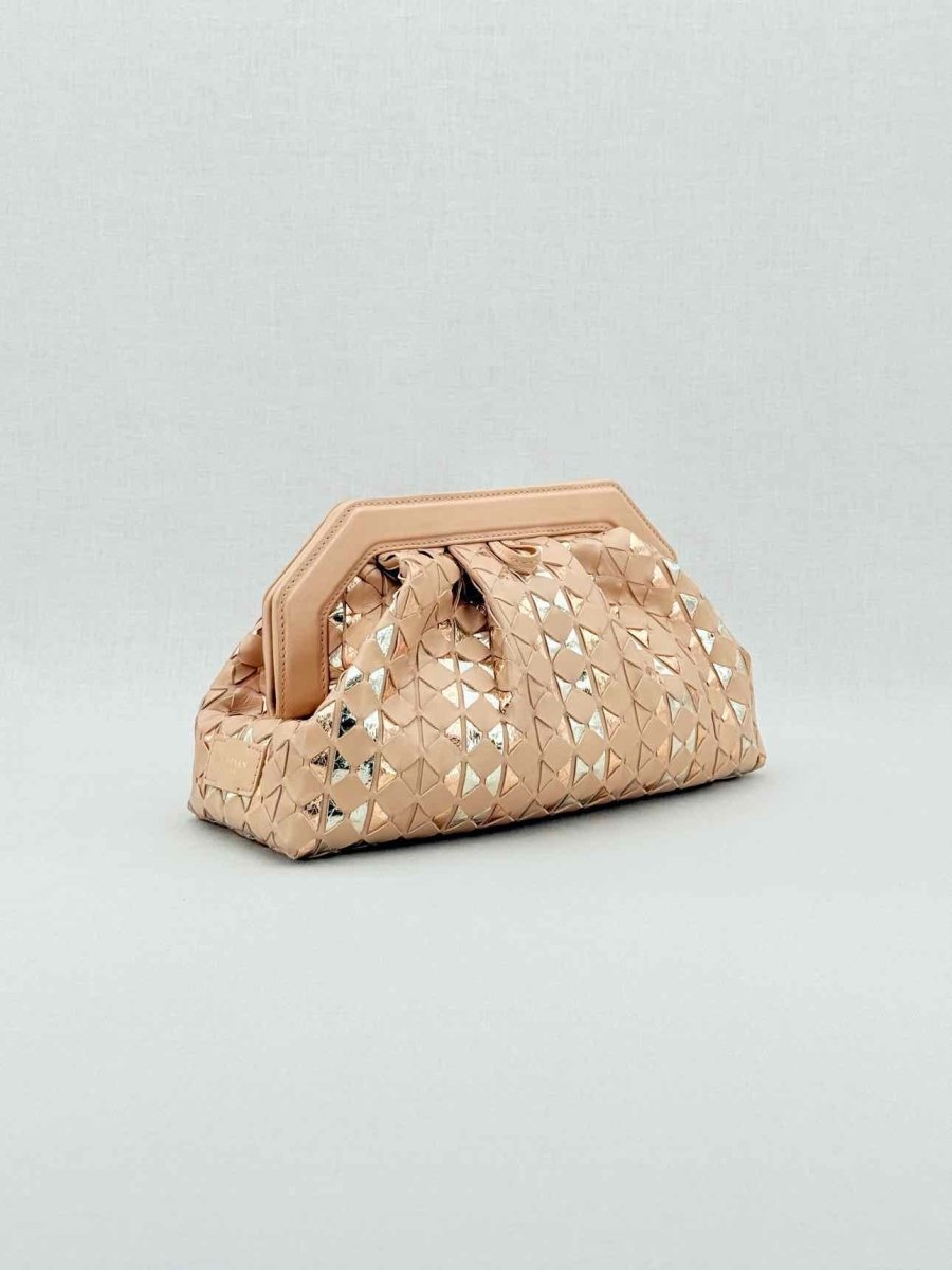 Pre - loved SERAPIAN Secret Pink & Gold Mosaico Clutch at Reems Closet